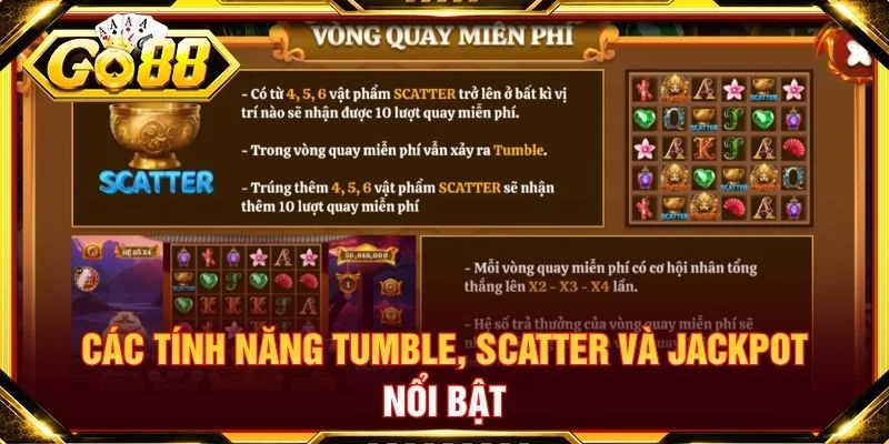 Các tính năng Tumble, Scatter và Jackpot nổi bật