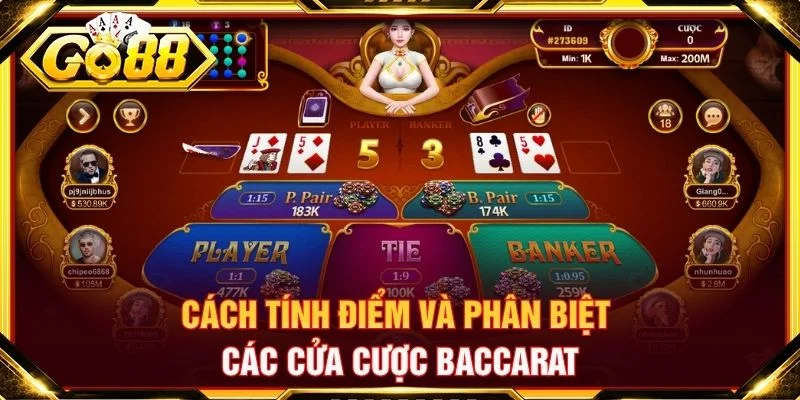 Cách tính điểm và phân biệt các cửa cược baccarat