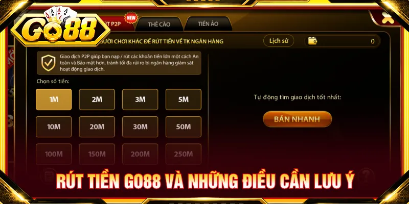 Cần kiểm tra số dư và thực hiện đầy đủ bước rút tiền GO88