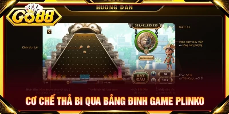 Cơ chế thả bi qua bảng đinh game plinko