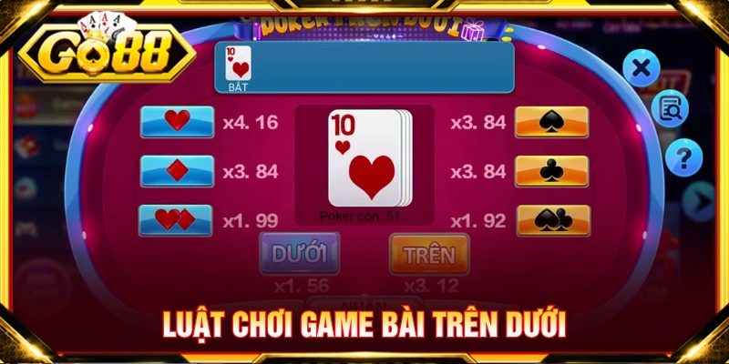 Luật chơi game bài trên dưới GO88