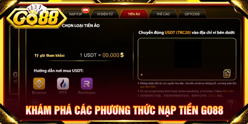 Nạp tiền GO88 hỗ trợ đa dạng cách thức thuận tiện