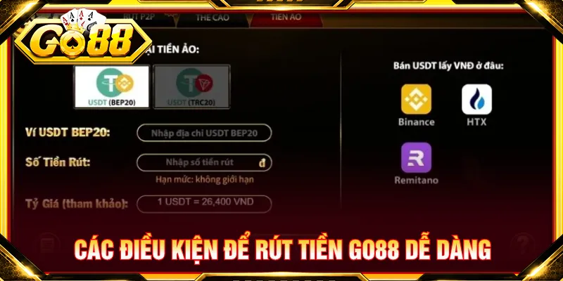 Người chơi đáp ứng các điều khoản rút tiền GO88 dễ dàng